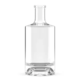 750ml Round Glass Liquor Bottle with Flat Shoulder – Custom Design, Wholesale Price