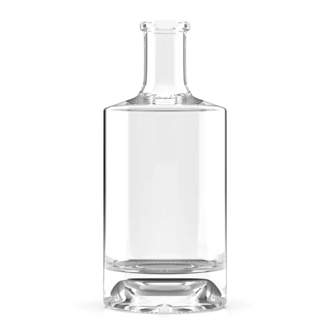 750ml Round Glass Liquor Bottle with Flat Shoulder – Custom Design, Wholesale Price