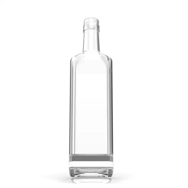 Custom 750ml Square Glass Spirits Bottle – Long Neck, Screw Cap, Thick Bottom for Liquor - Image 2