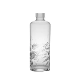750ml Clear Glass Spirit Bottle – Embossed Cylindrical Design, Custom Engraving Available