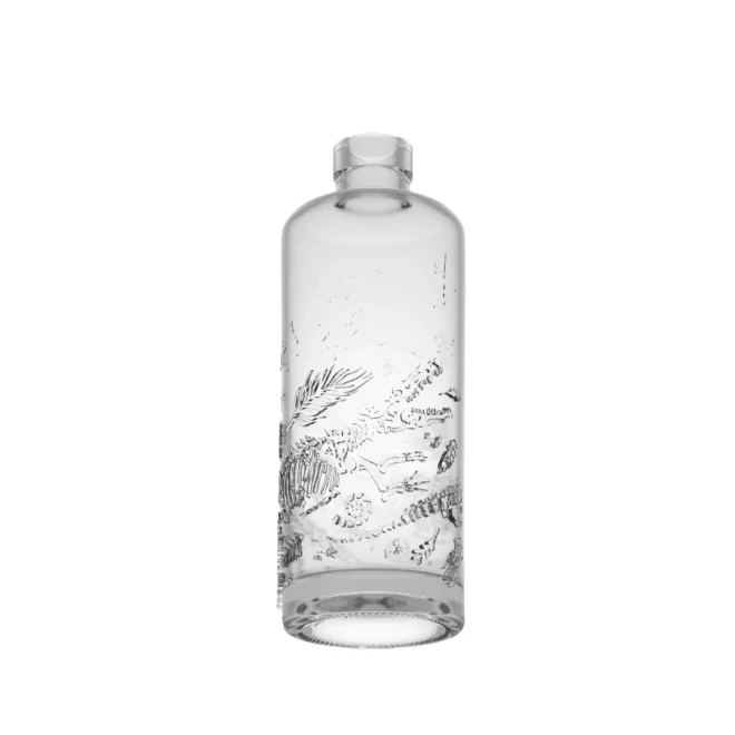 750ml Clear Glass Spirit Bottle – Embossed Cylindrical Design, Custom Engraving Available - Image 2