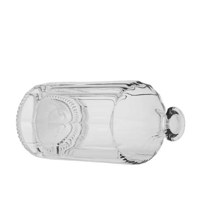 500ml Ribbed Clear Glass Bottle – Square Shape with Textured Finish for Premium Liquor - Image 2