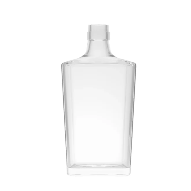 700ml Clear Rectangular Glass Bottle with Polished Surface – Perfect for Spirits, Liquids, and Beverages