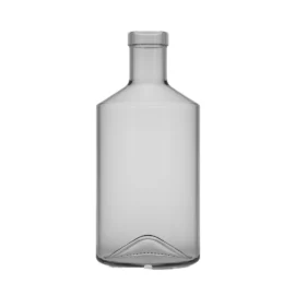 750ml Flat Smoky Glass Bottle for Liquor – Modern Design for Whiskey, Vodka & More