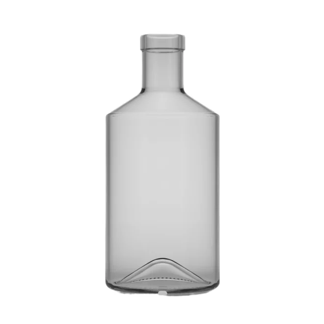 750ml Flat Smoky Glass Bottle for Liquor – Modern Design for Whiskey, Vodka & More