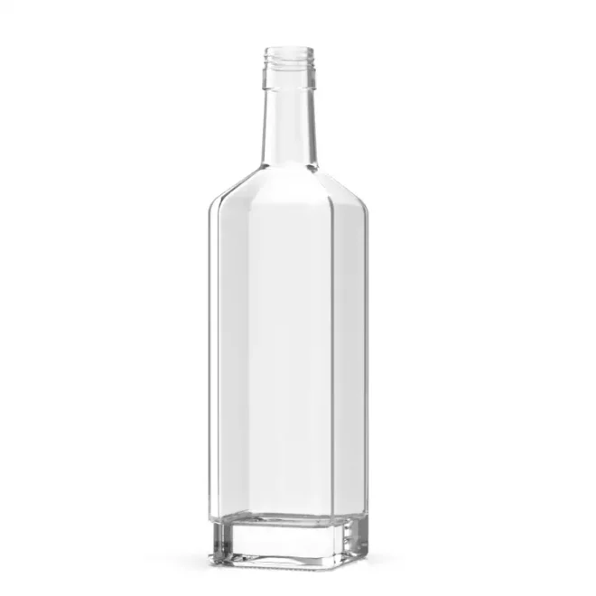 Custom 750ml Square Glass Spirits Bottle – Long Neck, Screw Cap, Thick Bottom for Liquor - Image 3