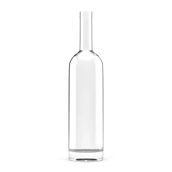 Custom 750ml Round Glass Spirit Bottle with Cork for Tequila, Whiskey, Vodka, Gin