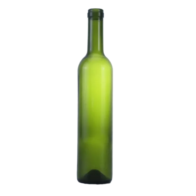 500ml Olive Green Wine Bottle – Slim Bordeaux Style with Long Neck