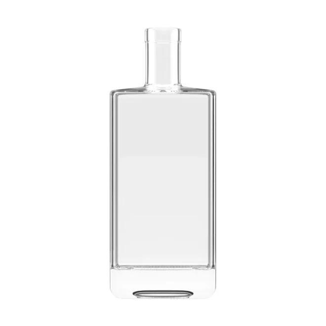 Custom 750ml Square Glass Whiskey Bottle with Thick Base & Cork Lid – Premium Packaging for Distilleries