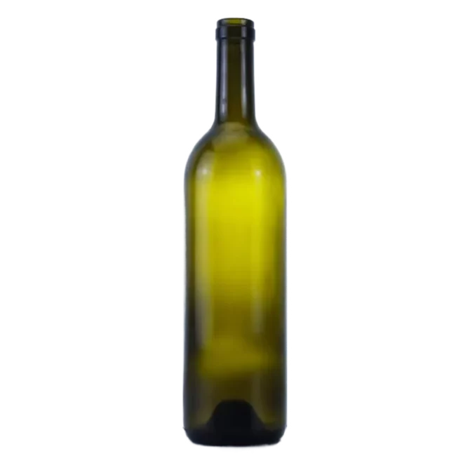 750ml Dark Green Bordeaux Wine Bottle with Cork Top – Premium Glass for Wine Packaging