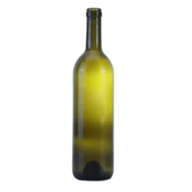 Olive Green 750ml Bordeaux Wine Bottle with Custom Cork – Premium Glass Packaging