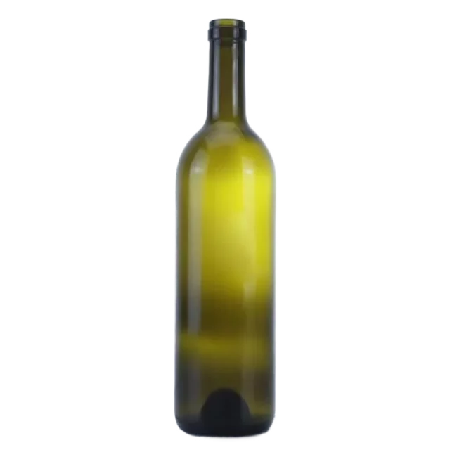 Olive Green 750ml Bordeaux Wine Bottle with Custom Cork – Premium Glass Packaging