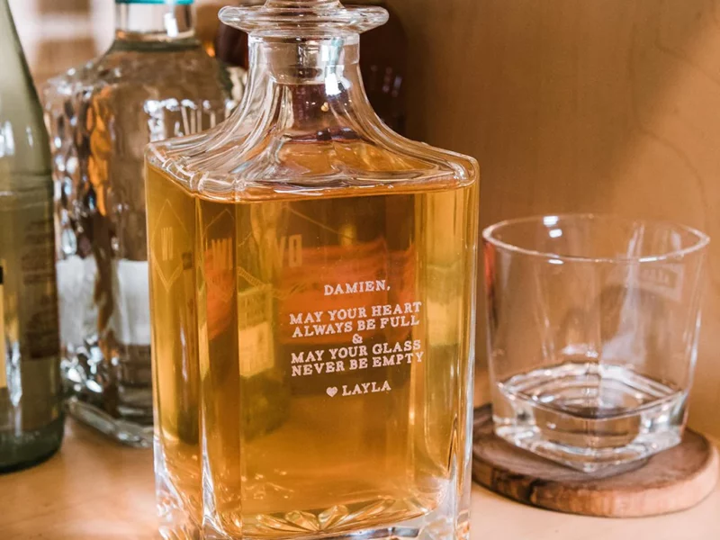 Engraved Glass Bottles for Whiskey