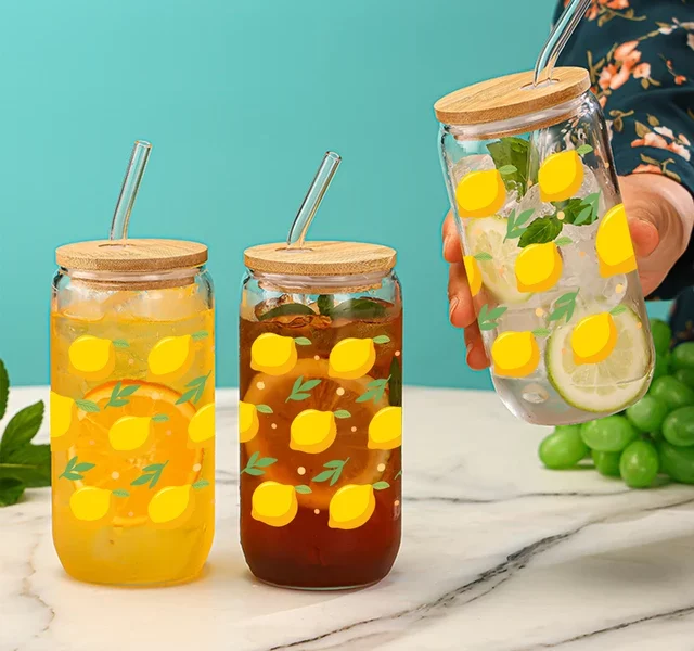 glass Bottle that has a Bamboo Lid