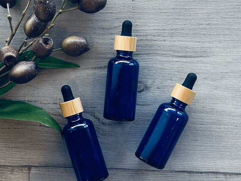 Blue Glass Essential Oil Bottles