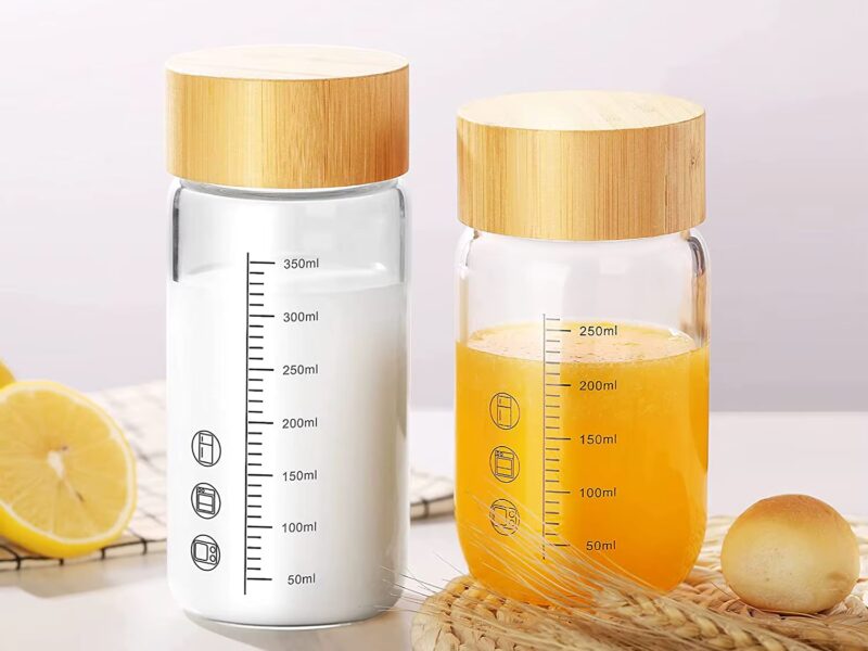 Glass Water Bottle with Measurements