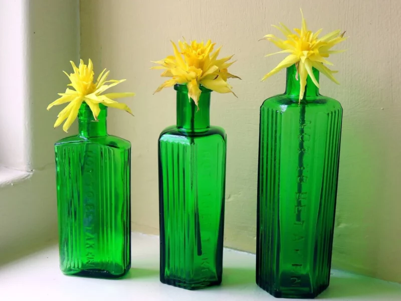 Antique Green Glass Bottles