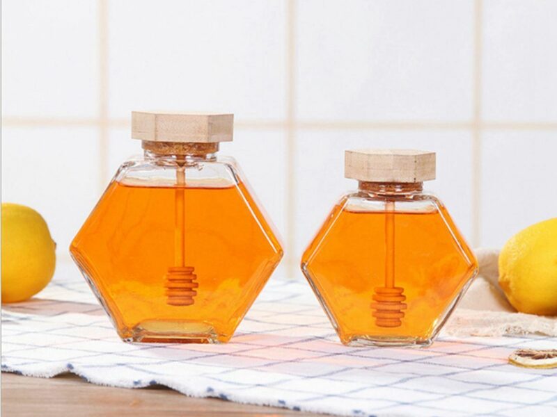 Hexagonal Glass Honey Bottle