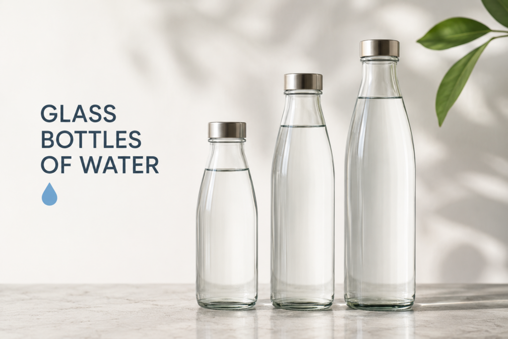 glass bottles of water