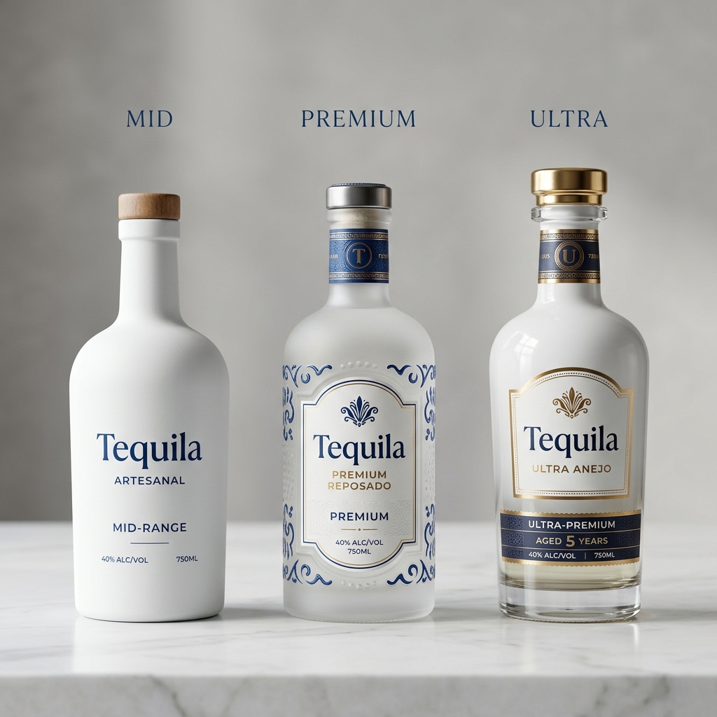 White and Blue Tequila Bottle