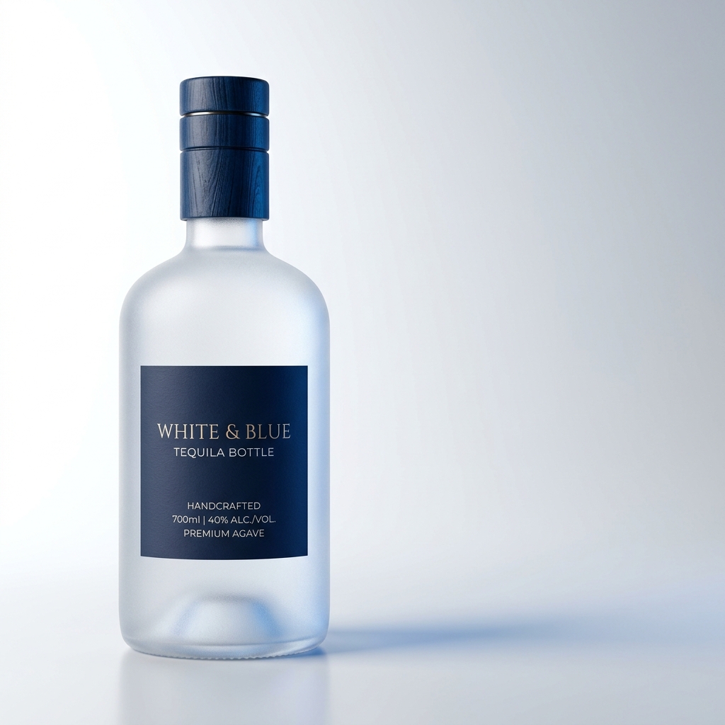 White and Blue Tequila Bottle
